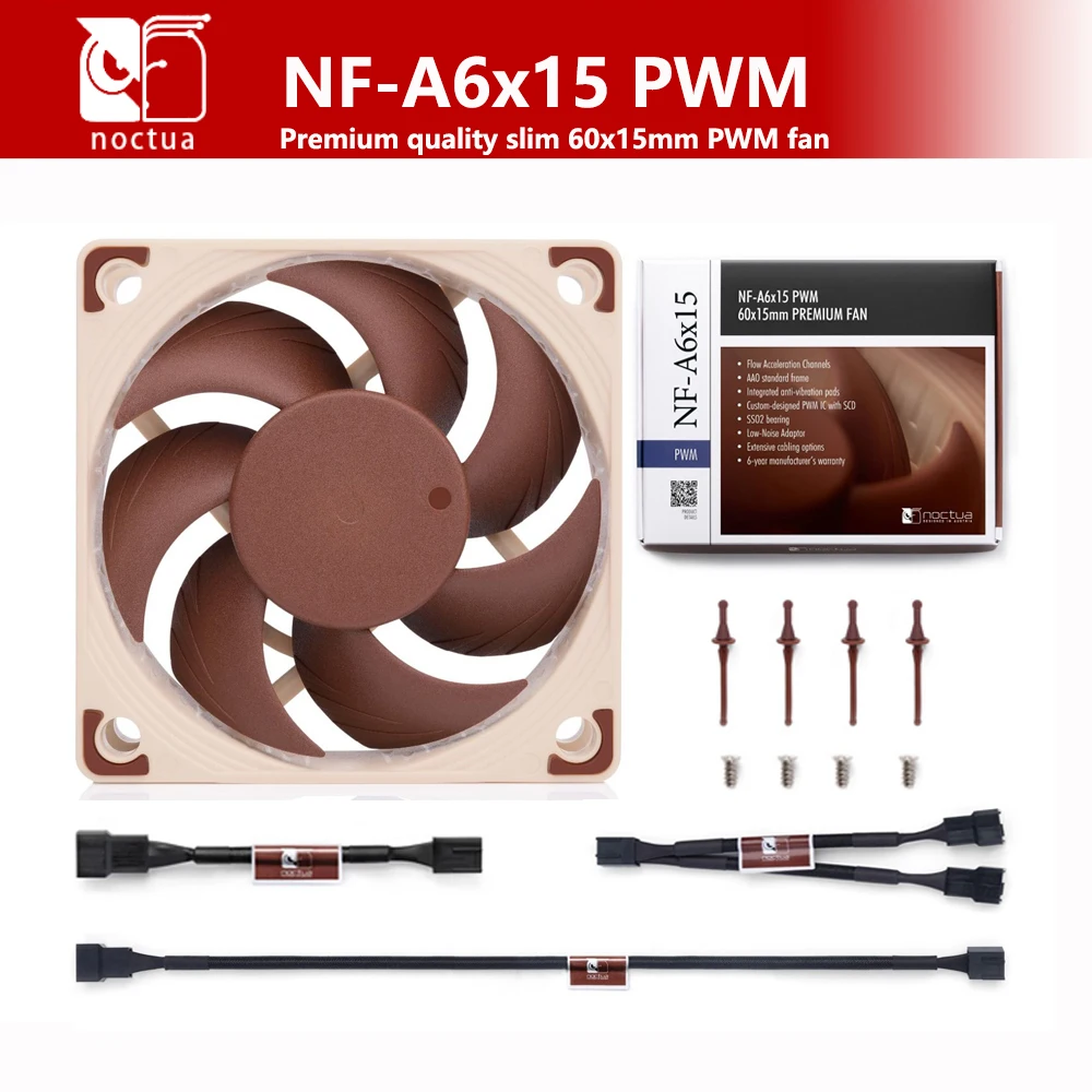 

Noctua NF-A6x15 PWM FLX 12 В/5 В Тонкий вентилятор 60x60x15 мм 4P/3P Тихий корпус Процессор Бесшумный радиатор Кулер Корпус охлаждения Подшипники SS02