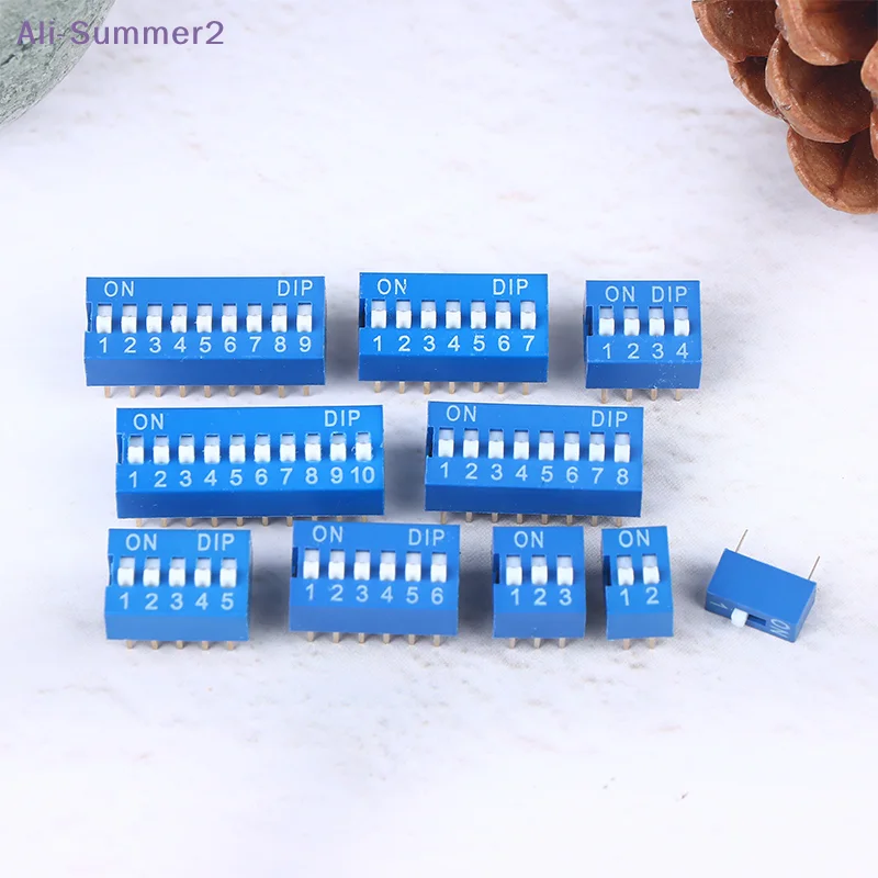 {Summer2} 10Pcs Slide Type Switch Module 1 2 3 4 5 6 7 8 10Pin DIP Switch Kit 2.54mm Toggle Switch Blue Snap Switches