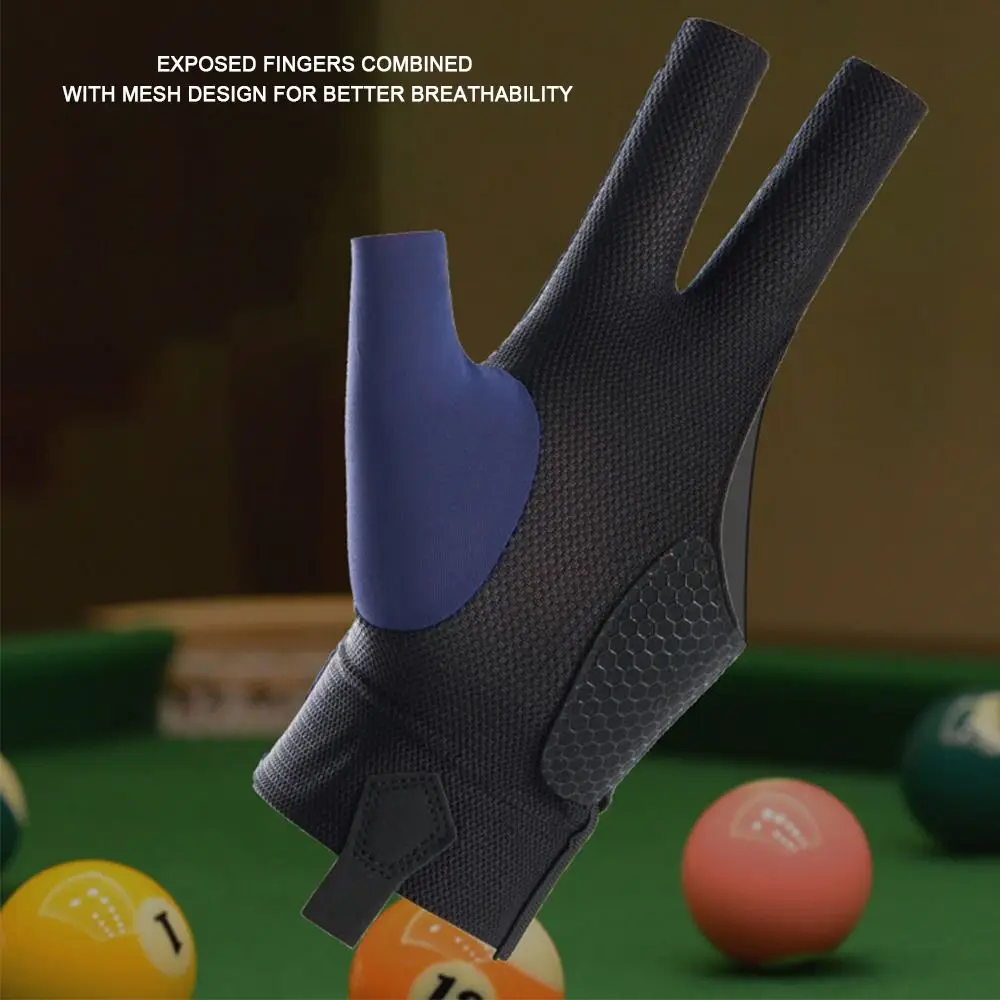 Left and Right Hand Billiards Glove Non Slip Elastic Billiard Training Gloves Breathable Three Fingers Glove Fitness Accessories