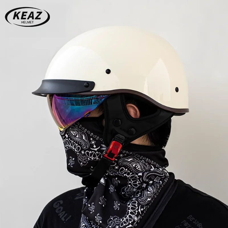 

Best Price Dual Lens New Design ABS Open Half Face Helmet Inner Visor Outer Shield DOT Certified Safety for Adults City Riding