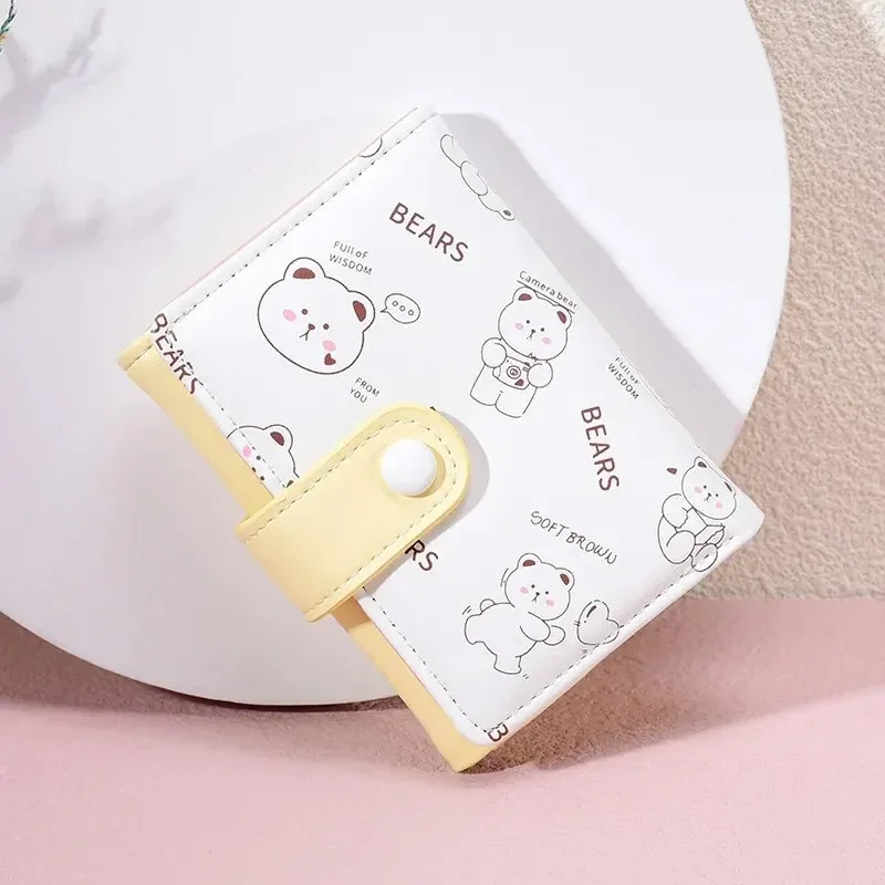 Cute Mini Women Wallet Bear PU Leather Credit Card Holder Wallets Money Bag Female Girl Coin Pouch Tri-fold Cartoon Short Vallet - view 6