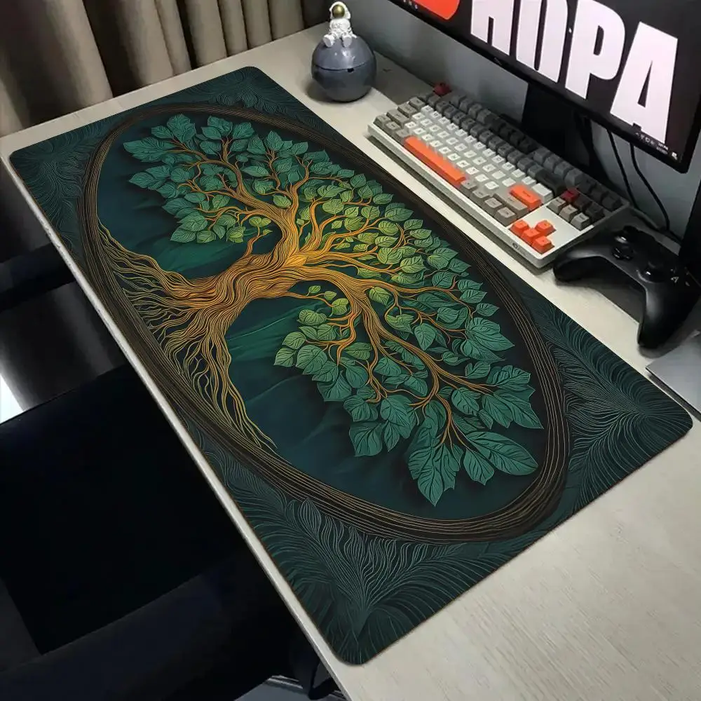 Mystical World Tree Totem Mouse Pad Desk Mat with Stitched Edge Non-Slip gaming mats pc accessories keyboard desk pad mauspad