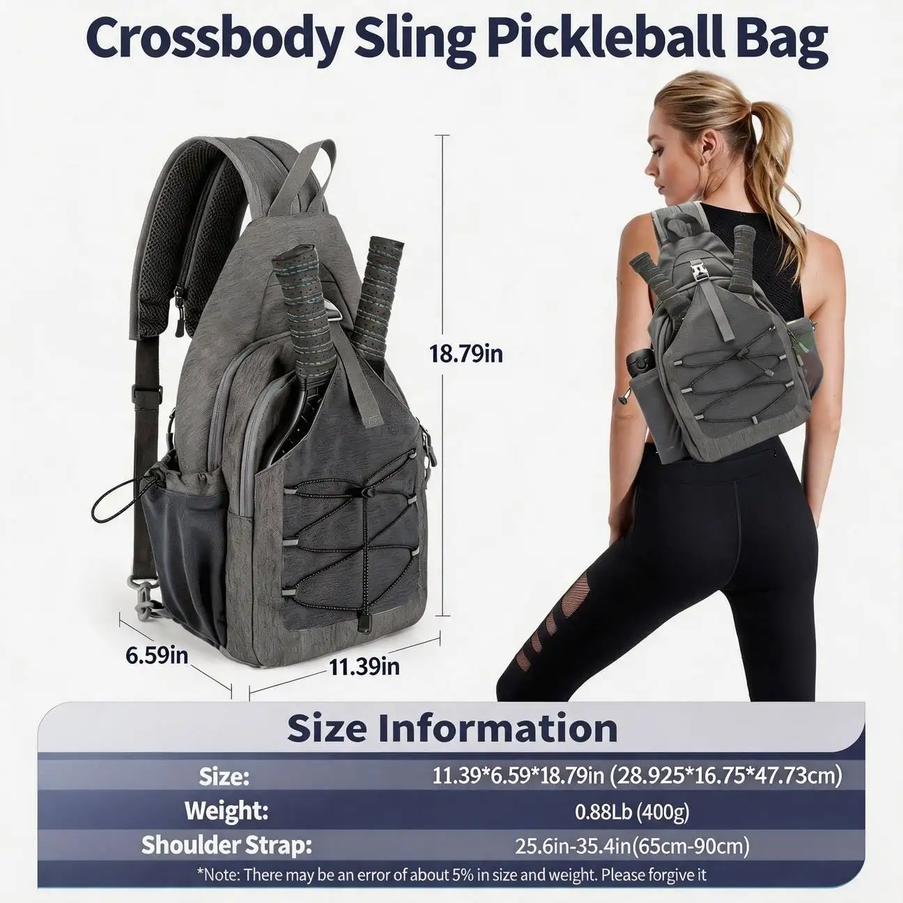 Premium Pickleball Table Tennis Storage Bag Backpack Cycling Chest Bag for Picnic BBQ