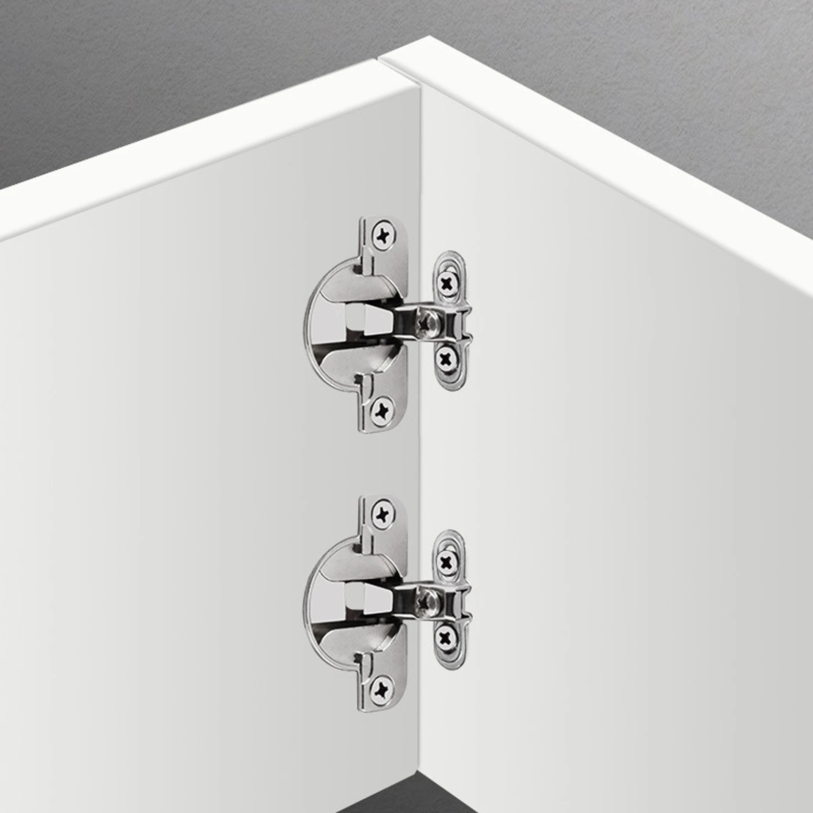 

8PCS/Set Cupboard Hinges Full Overlay Mute Cabinet Door Hinge Cold Rolled Steel Soft Close Hinges 110° Opening Angle for Kitchen