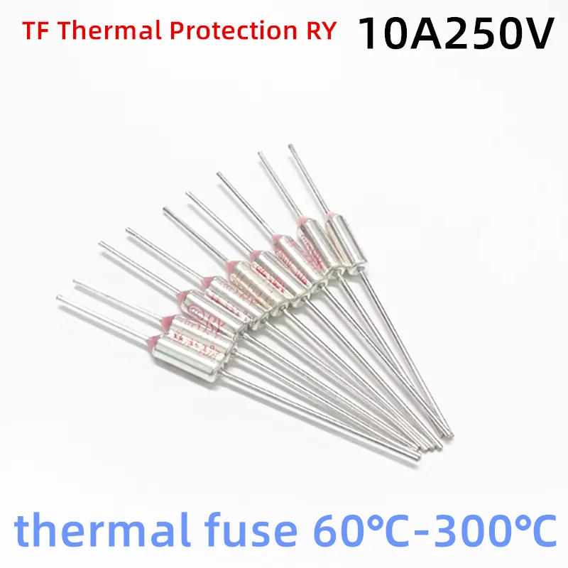 10PCS RY 10A 250V TF Thermal Protection Temperature Fuse 60 70 77 93 99 110 133 230 260 225 280 300 170 188 200 Degree Celsius