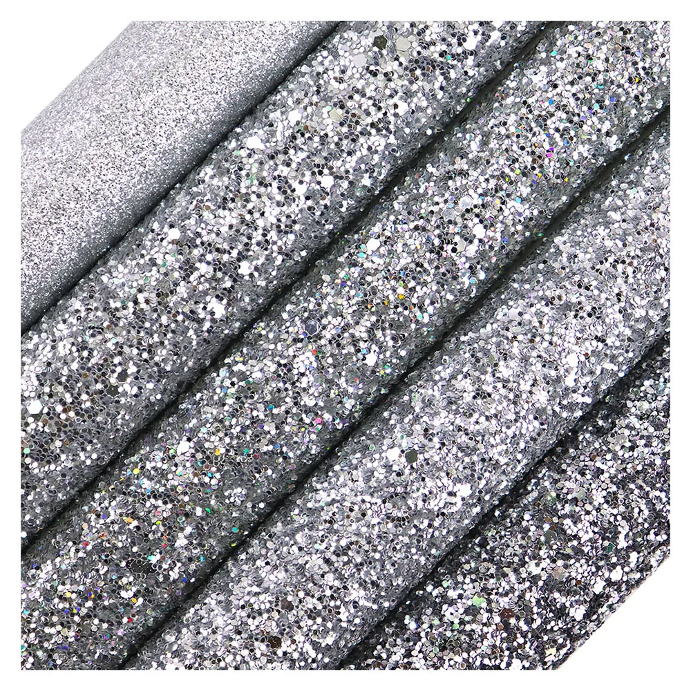 30cmx134cm Sliver Glitter Fabric and Lichee Textured Faux Synthetic Leather For DIY shoes HD016m