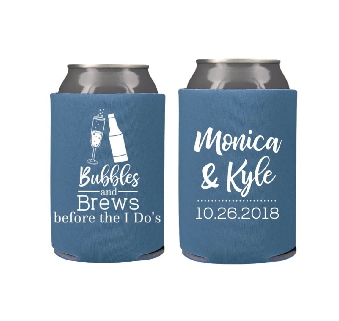 

Bubbles and Brews Engagement Party Favors - Personalized Can Coolers, Can Coolers, Couples Shower, Beer Insulators, Favors for G