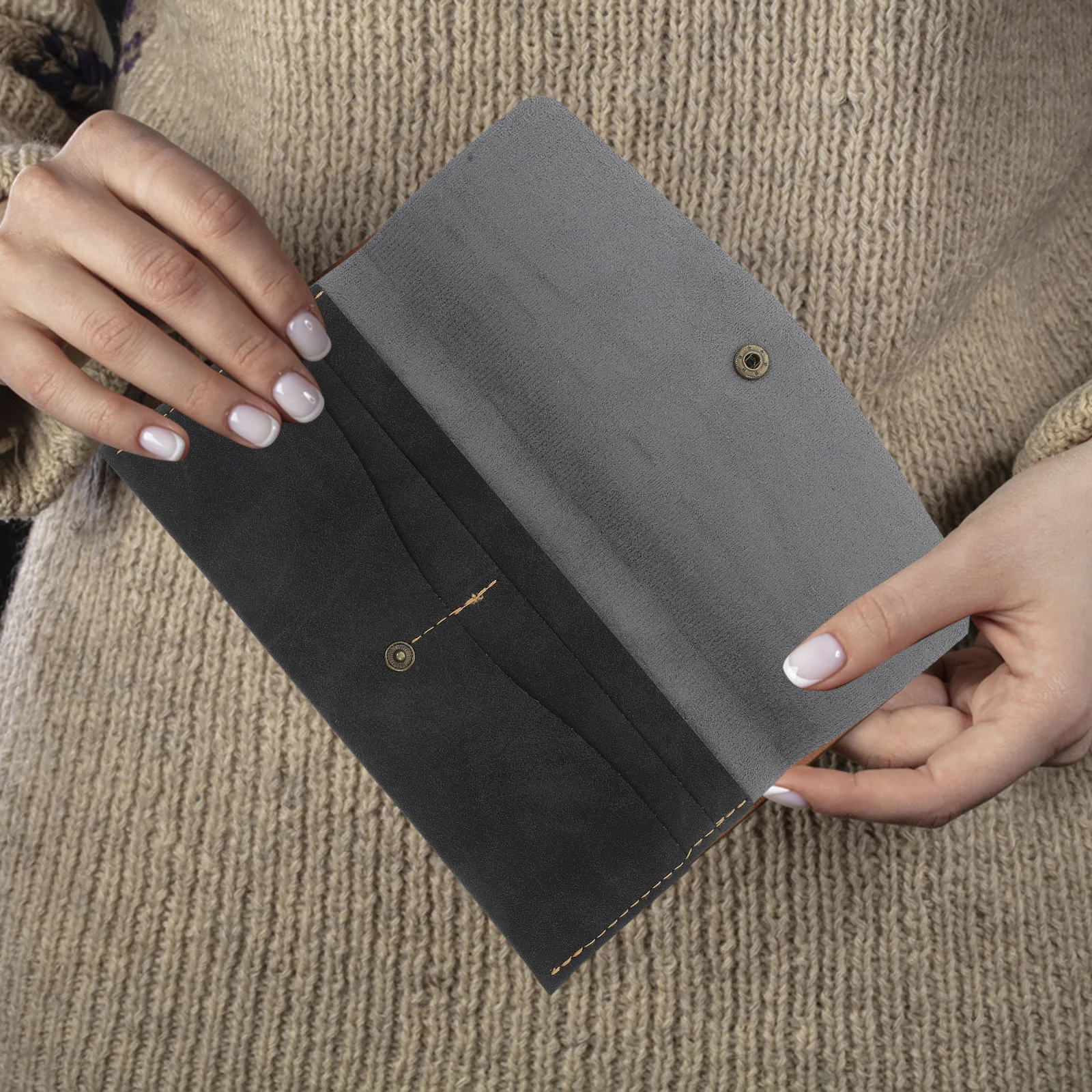 

Pu Artificial Wallet Vintage Snap Closure Card Organizer Small Money Holder For Cash Receipts Budget Envelope Clutch