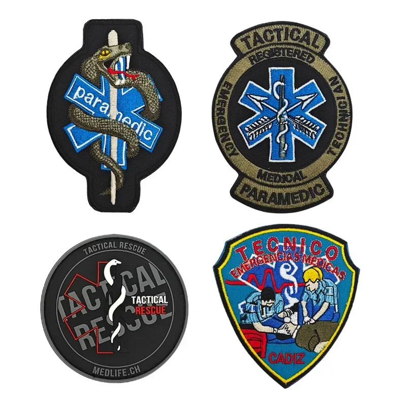 Star of Life Emergency Emblem Embroidery Patches Tactical Rescue Medical Morale Badges on Backpack Accessories Hook&Loop Patches