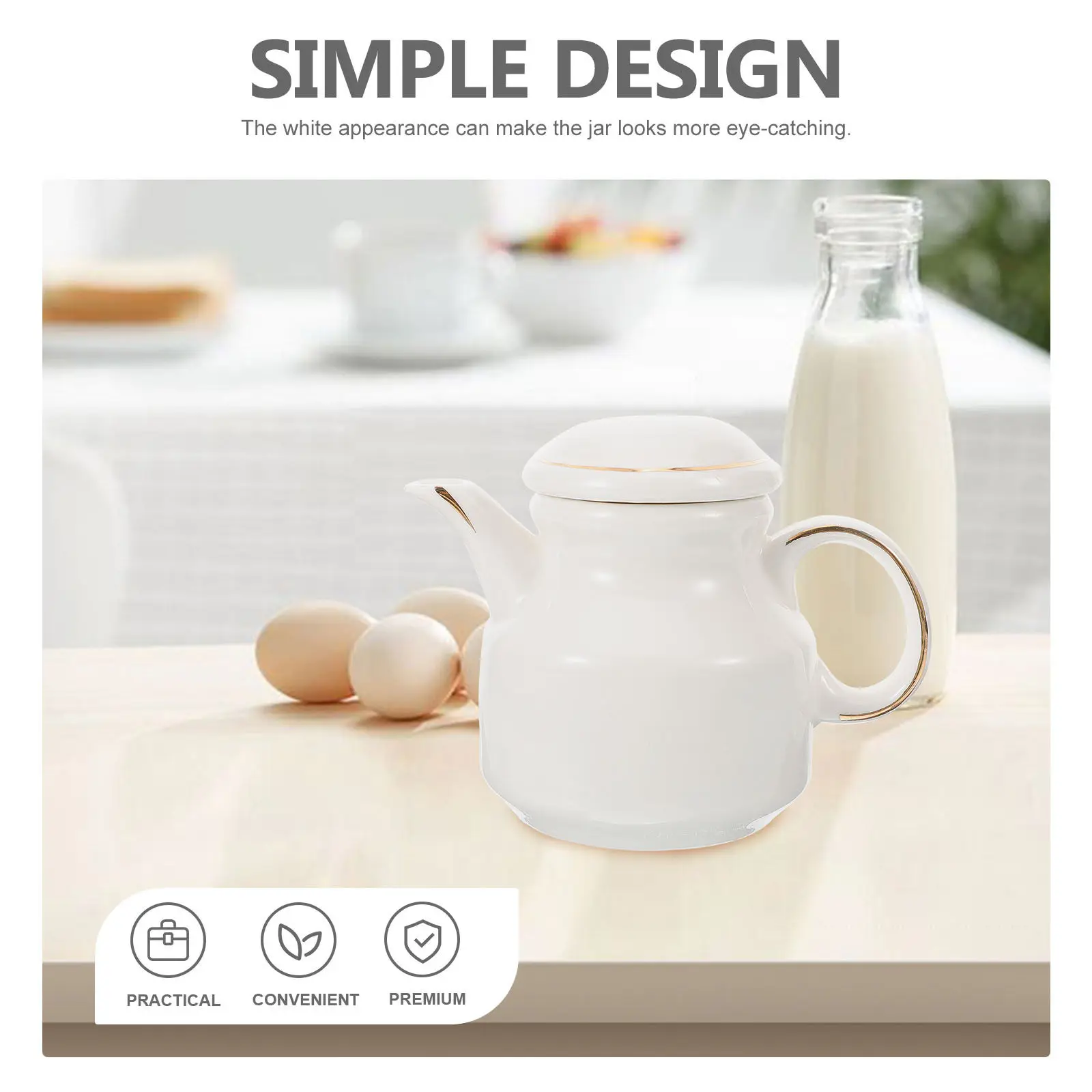 

Gold Rim Vinegar Dispenser White Ceramic Condiment Pot Multipurpose Sauce Bottle Olive Oil Holder Kitchen Seasoning Storage Jar