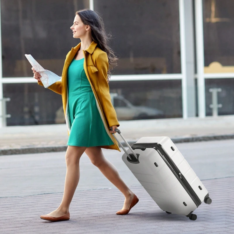20 Inch Hardshell ABS Carry On Luggage Expandable Spinner Wheels TSA Lock Durable Travel Suitcase White - Image 3