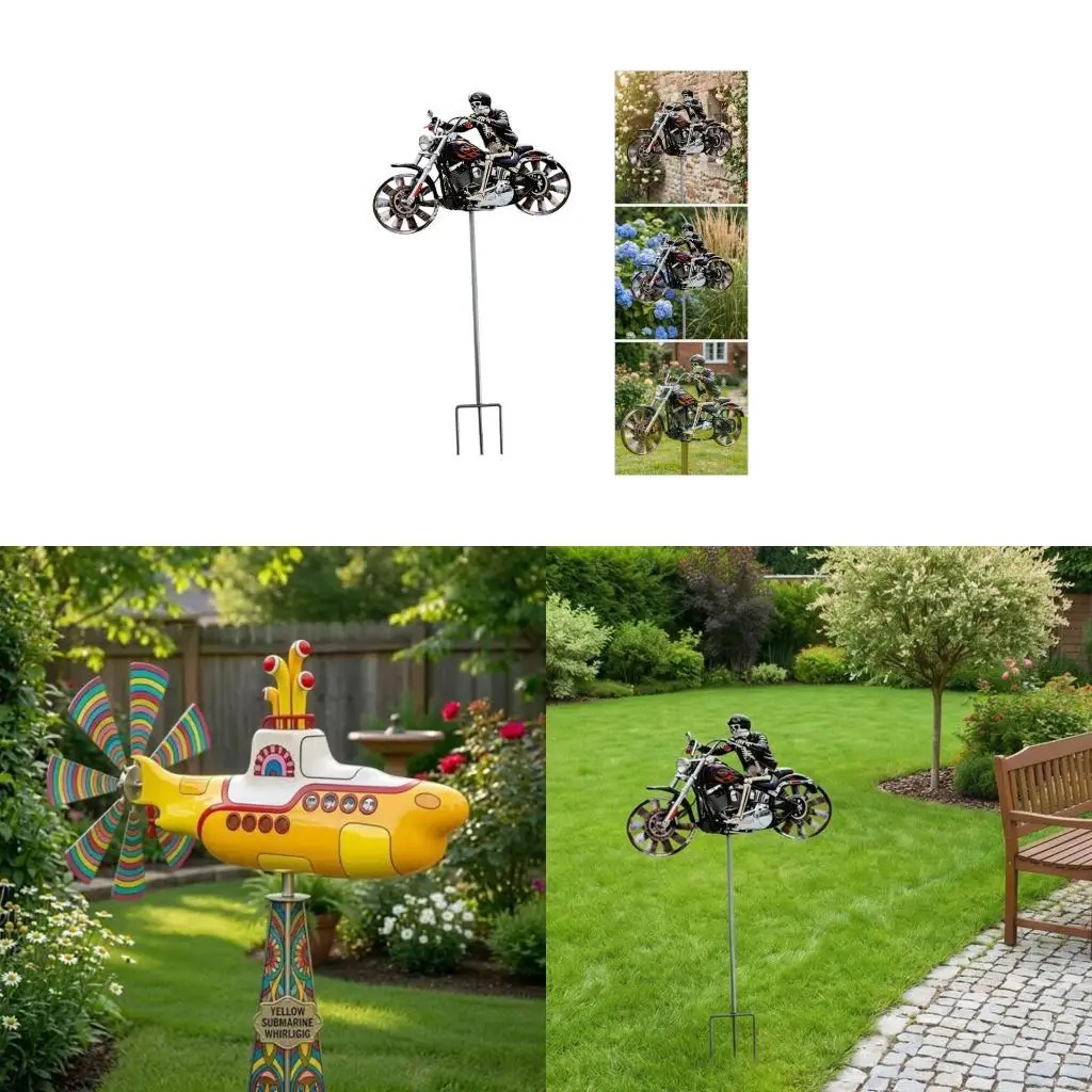 

Metal Windmill Outdoor Decoration Tractor With Rotatable Wheel for Backyard Lawn Flower Bed Holiday Housewarming 87HA