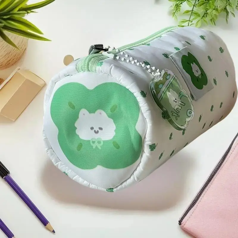 

1 шт., вместительный четырехлистный органайзер с клевером и котенком для косметики и канцелярских принадлежностей, идеально подходит для школы, офиса и путешествий