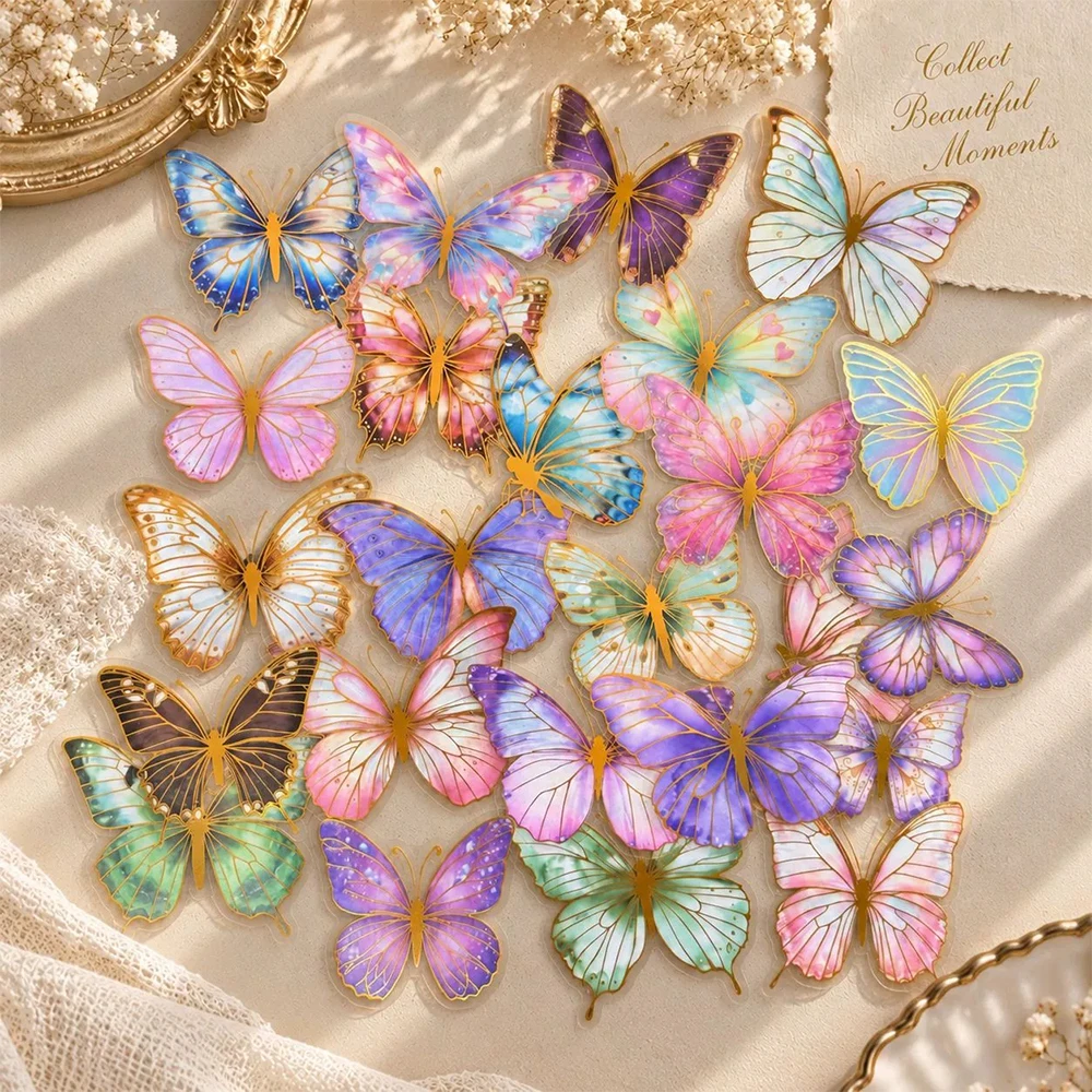 10/30/50pcs Transparent Colorful Butterfly Graffiti Stickers Cute Aesthetic Waterproof DIY Sticker Decorative Guitar Phone Diary