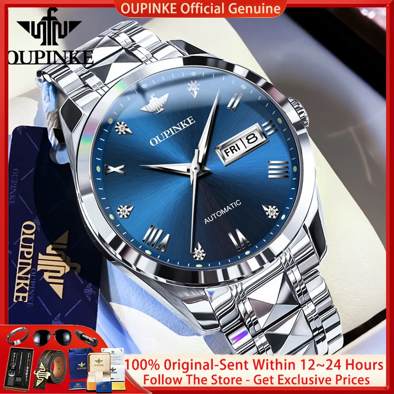 OUPINKE 3171 Luxury Men Automatic Watch Classic Business Roman Scale Calendar Watch Original Brand Men Mechanical Watch Reloj
