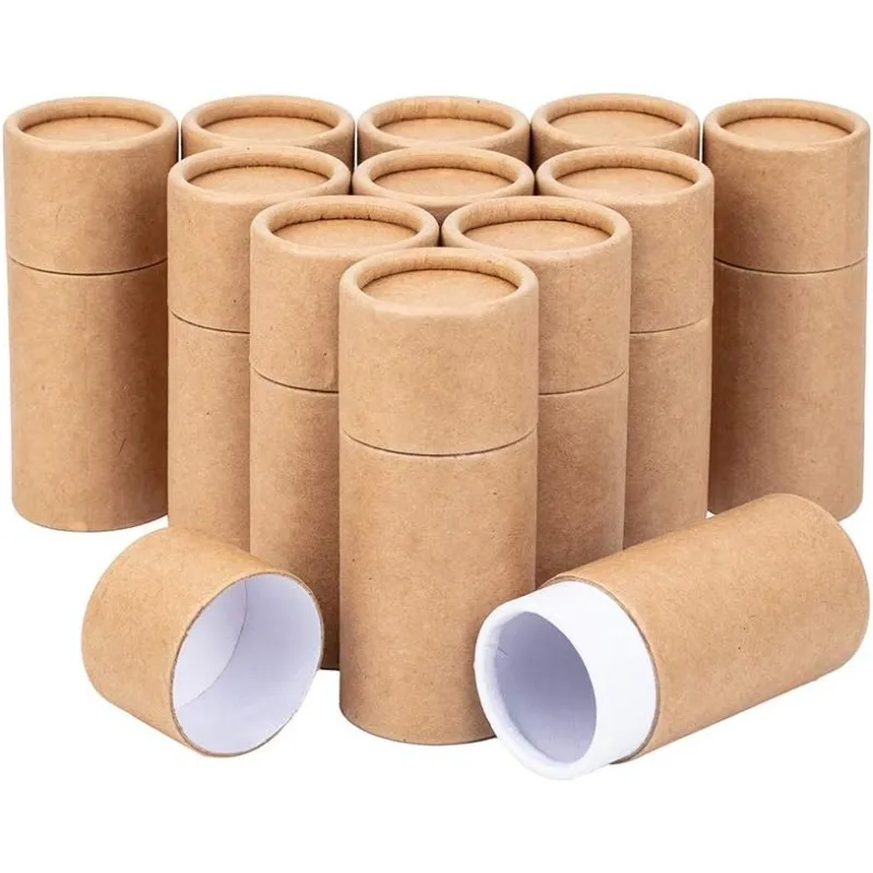 

12PCS 30ml BurlyWood Kraft Paperboard Tubes Lipstick Tube Round Paper Containers Cardboard Boxes for Pencils Tea Caddy Coffee