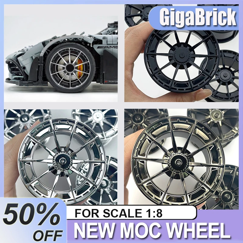 

Personalized CADA Funtional Wheel Hub Building Block Accessories Black Sliver Plating Hub MOC LEGO Scale 1:8 Technical Car