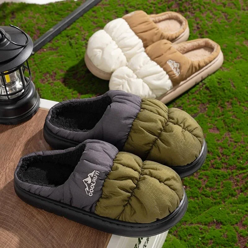 Women'S Shoes Water Resistant - Longo de pelúcia grosso quente chinelos