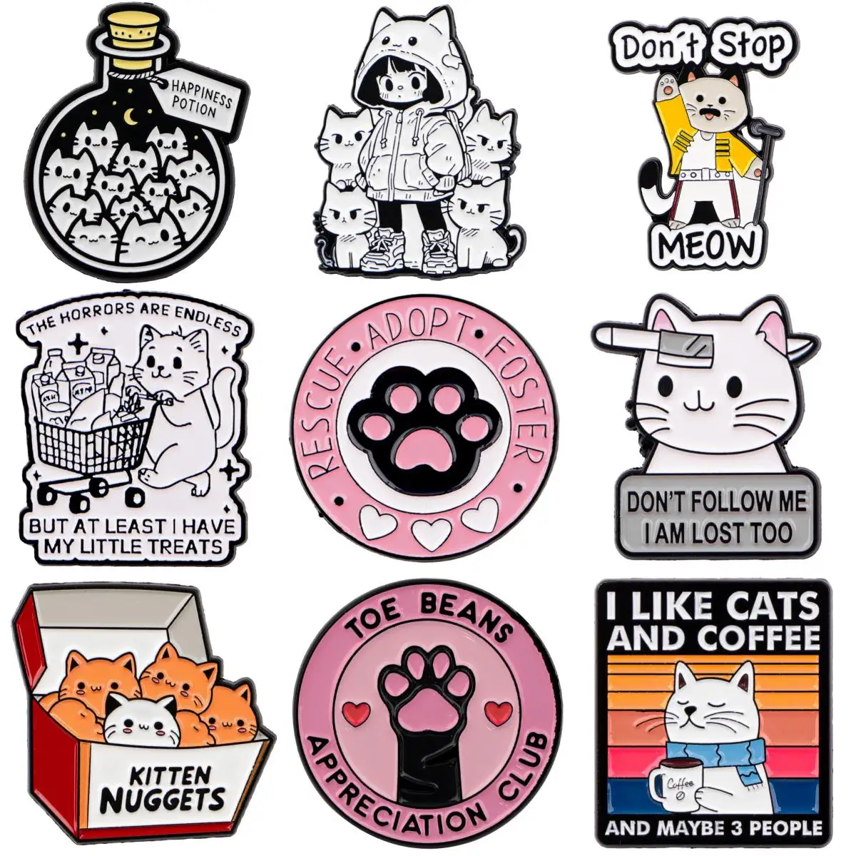 Cute Cat Quotes Enamel Pin Cartoon Cat's Paw Brooch For Coat Women's Brooches Fashion Lapel Badges Jewelry Gift for Friends