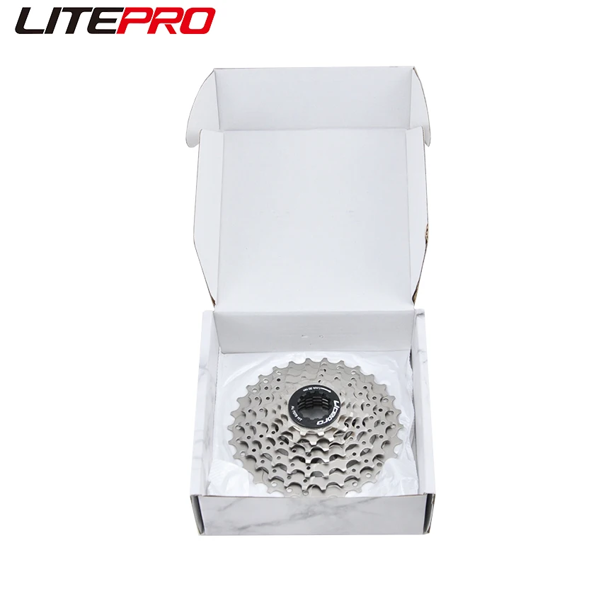 JKLitepro Folding Bicycle 11-28T/30T External 7 Speed Flywheel With Colorful Cap Cassette Freewheel Chrome Steel For Brompton