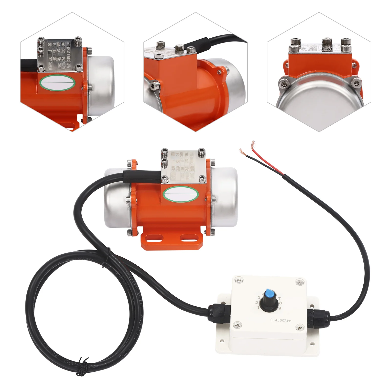 50W Brushless Concrete Vibrator Motor with Adjustable Speed, IP65 Waterproof, Bearings, and Easy Installation