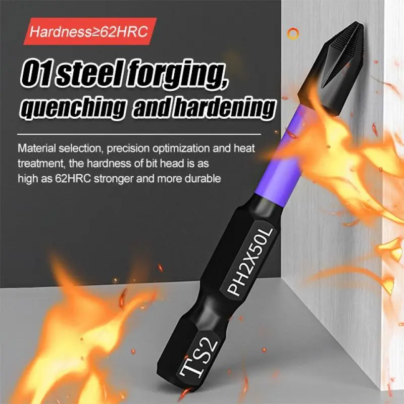 6PCS Upgraded High Hardness And Strong Magnetic Bit 25/65/70/90/150mm Non-slip Cross High Hardness Electric Hand Drill Screw Set