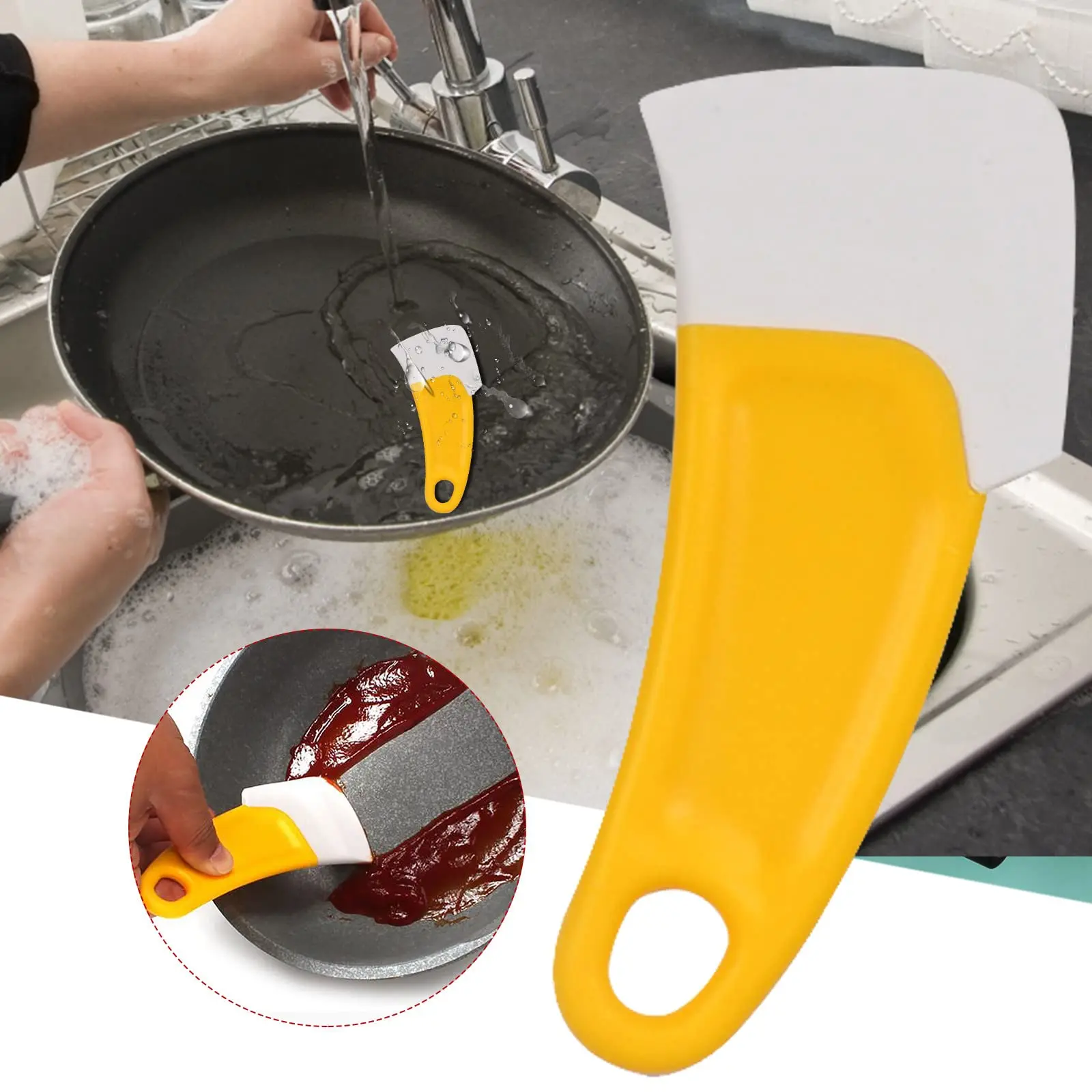 

Silicone Pan Cleaning Scraper, Cleaning Bowl Scraper Dish Scraper for Kitchen Non-stick Plastic Pot Scraper Tool for Pans Pots