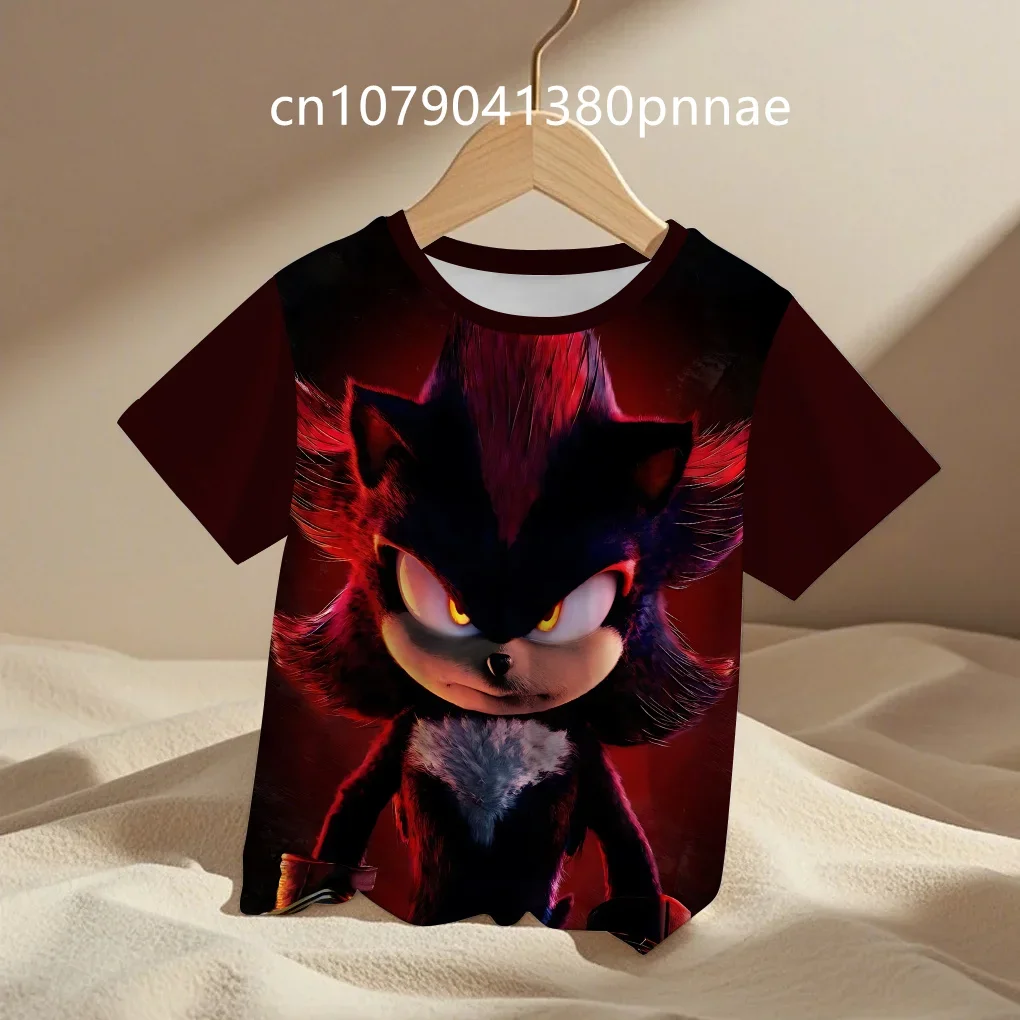 

Man and Woman T-shirts Tops Tee 3-18 Years 2025 Summer Anime Cruel Sonic Children T Shirt Kid Boy Girl Casual Clothes Cartoons