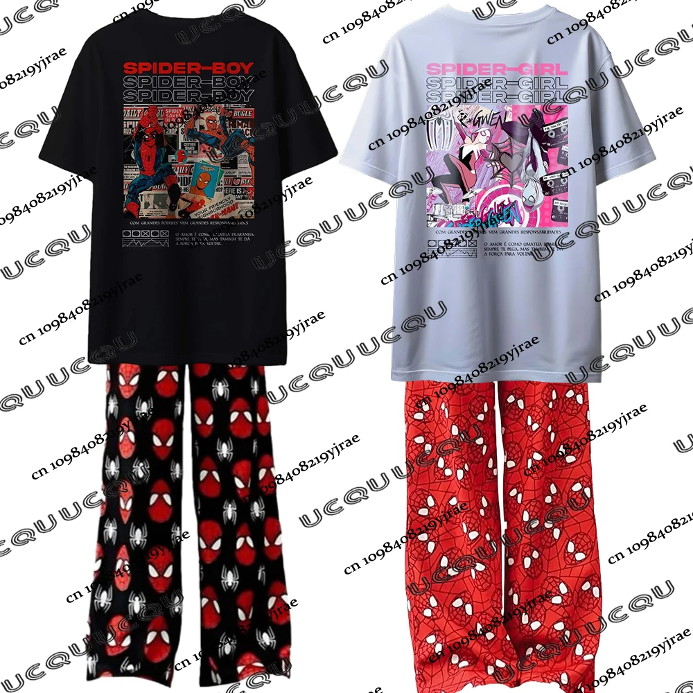 

Spider-Man & Spider Ghost +Pajama Pants Set Men's Trousers Tracksuit Casual Couples Suit Summer Autumn Fashion 2 Piece Outfits
