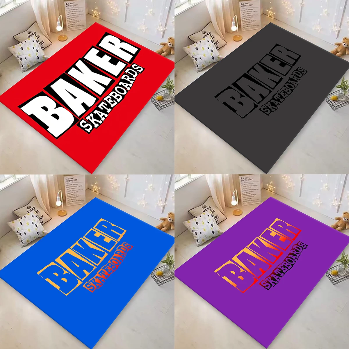 B-Bakers Skateboards PrintedCarpet Non -slip Multi Function carpet Living Room Rugs Entrance Floor mat Home Kitchen Hallway