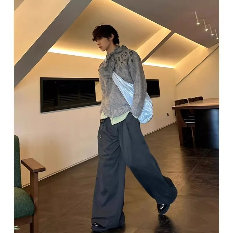 

Мужской вязаный свитер Nordic Sle, кардиган с островным узором, внутренняя одежда Lazy Sle, элитное ощущение, мягкое полиэфирное волокно, зима...