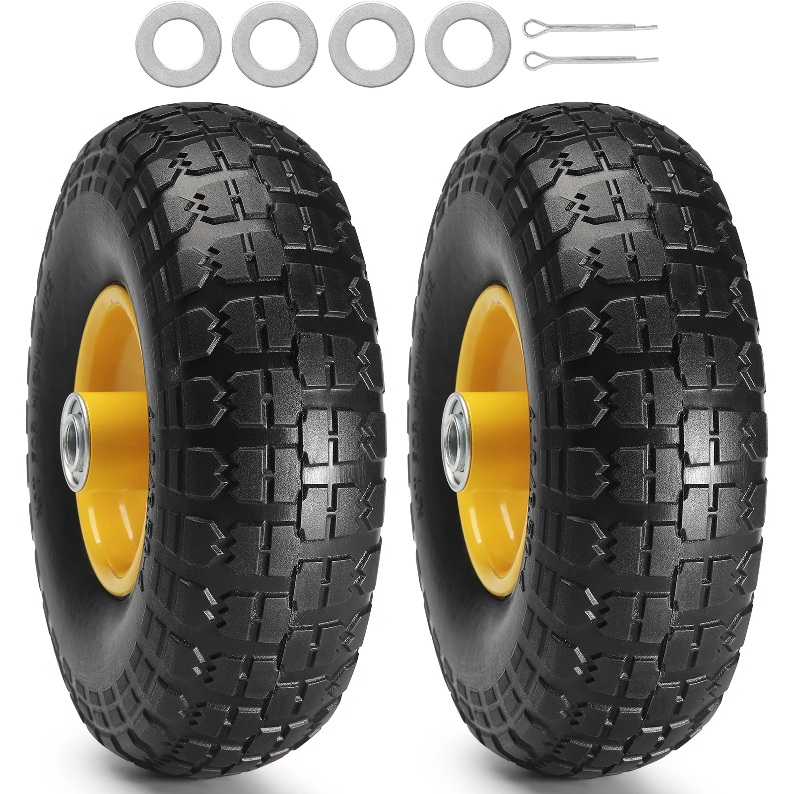SucceBuy 2-Pack Solid PU Run-Flat Tire Wheel 10