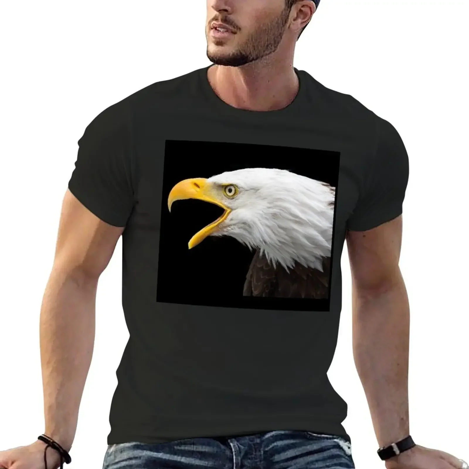 블랙 이글 클래식 디자인 티셔츠, 남자 동물 프린트, 빠른 건조, 팩