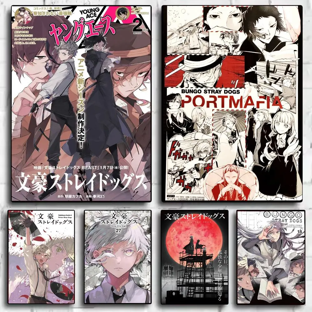 Anime B-Bungo Stray Dogs Painting Calligraphy Canvas HD Poster Waterproof Fade Resistant Wall Art Print for Home Decor
