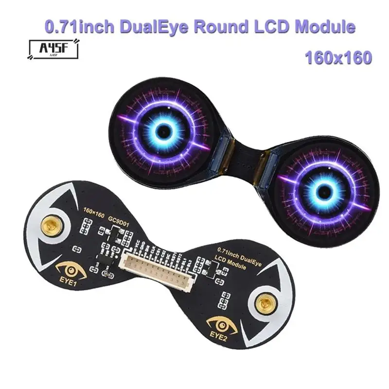 

A45F-0.71 Inch IPS Round LCD Display 0.71Inch SPI 160X160 GC9D01 Dual-Eye LCD Module Compatible With Controller ESP32 Board