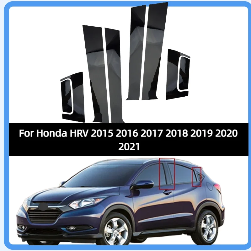 

8Pcs Fit For Honda HRV 2015 2016 2017 2018 2019 2020 2021 Glossy Black Pillar Posts Door Decor Window Trim Cover Sticker Set