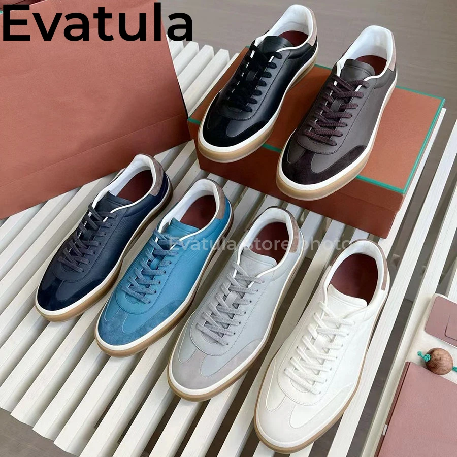 2024 Spring Real Leather Lace Up Casual Sneakers Men Thick Sole Round Toe Flat Shoes Male Comfort Walking Shoes Zapatos Hombres