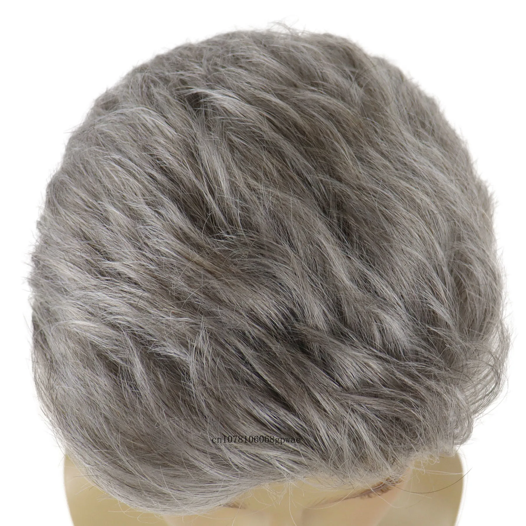 Perruque Synthétique Courte pour Homme, Coupe de Cheveux Grise, Faux Cheveux Naturels Lisses, pour Homme Âgé 03/Costume, Cosplay Classique