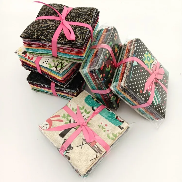 High Quality 100PCS/50PCS No Repeat Design DIY Handmade Patchwork Cloth Pure Cotton Mini Charm Pack TAFFETA Fabric 8*8cm