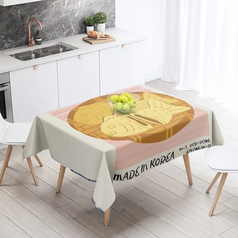 New Abstract Tea Tablecloth Waterproof and Oil-proof Dining Tablecloth Nordic Wind Bar Tablecloth Home Decoration