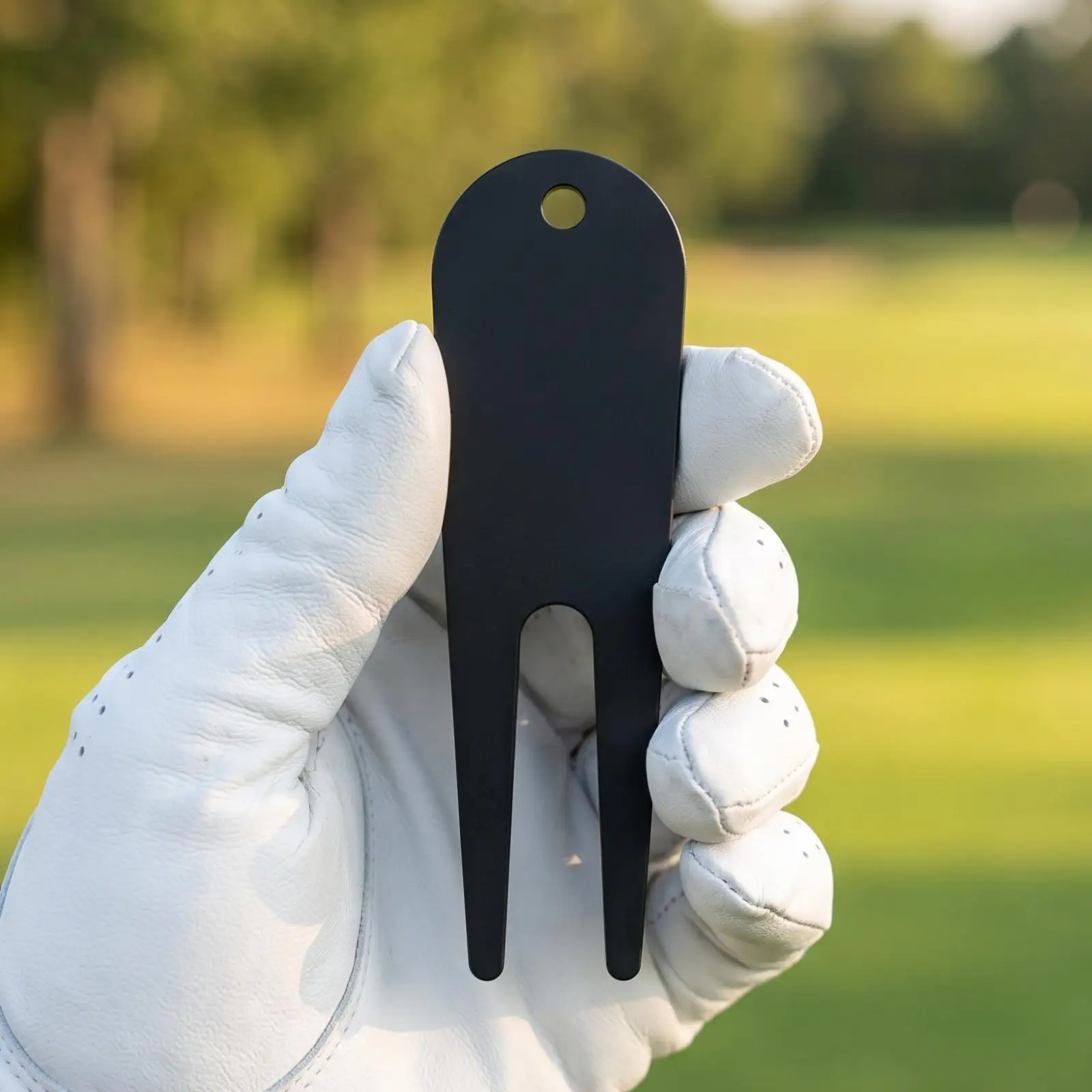 Golf Divot Repair Fork Lightweight Compact Design with Hanging Hole for Easy Access on Course Turf Tool