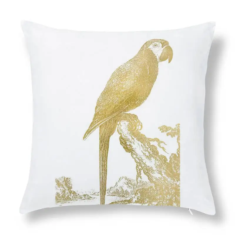 45x45cm Golden Parrot Peacock Bronze Print Pattern Pillowcase Home Sofa Decoration Cushion  Car