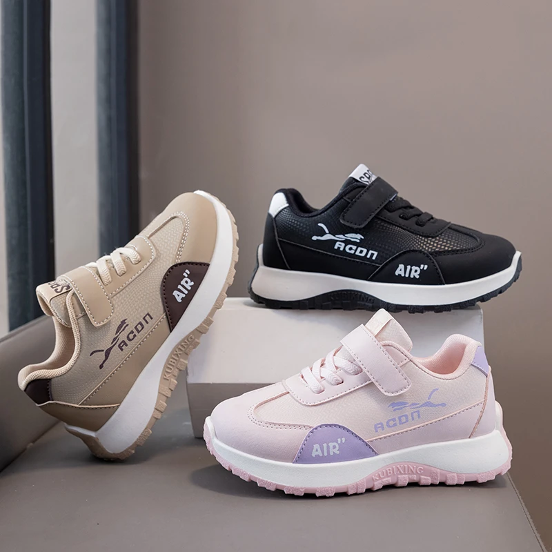 2026 New PU Leather Sport Shoes For Children Fashion Trend Fashion Kid's Sneakers Soft-soled Outdoor Boy's Girl's Running Shoes
