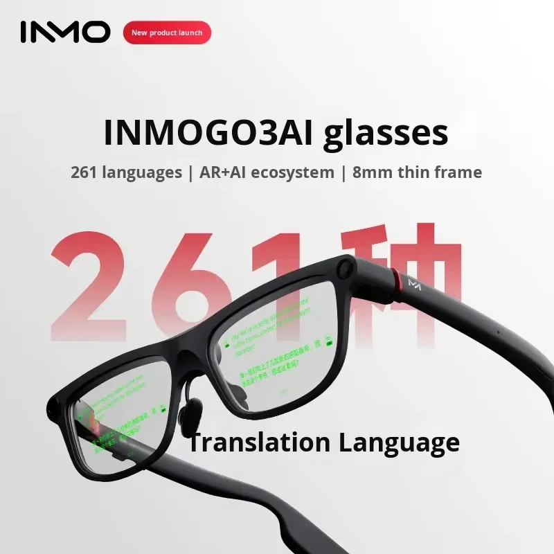 Inmo Go3 Smart Glasses AI Assistant Speech Prompter Translation Recognition Battery Powered for Shooting Audio Real-time