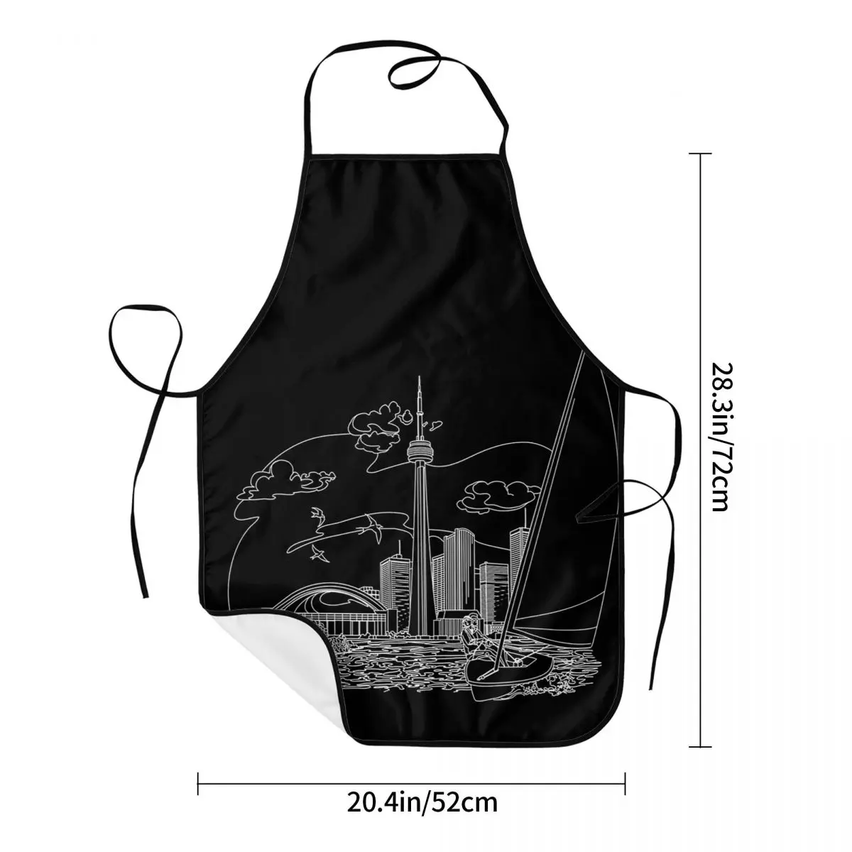 City Skyline Sail Apron Chef Cooking Cuisine Tablier Waterproof Bib Kitchen Cleaning Pinafore for Women Men Painting