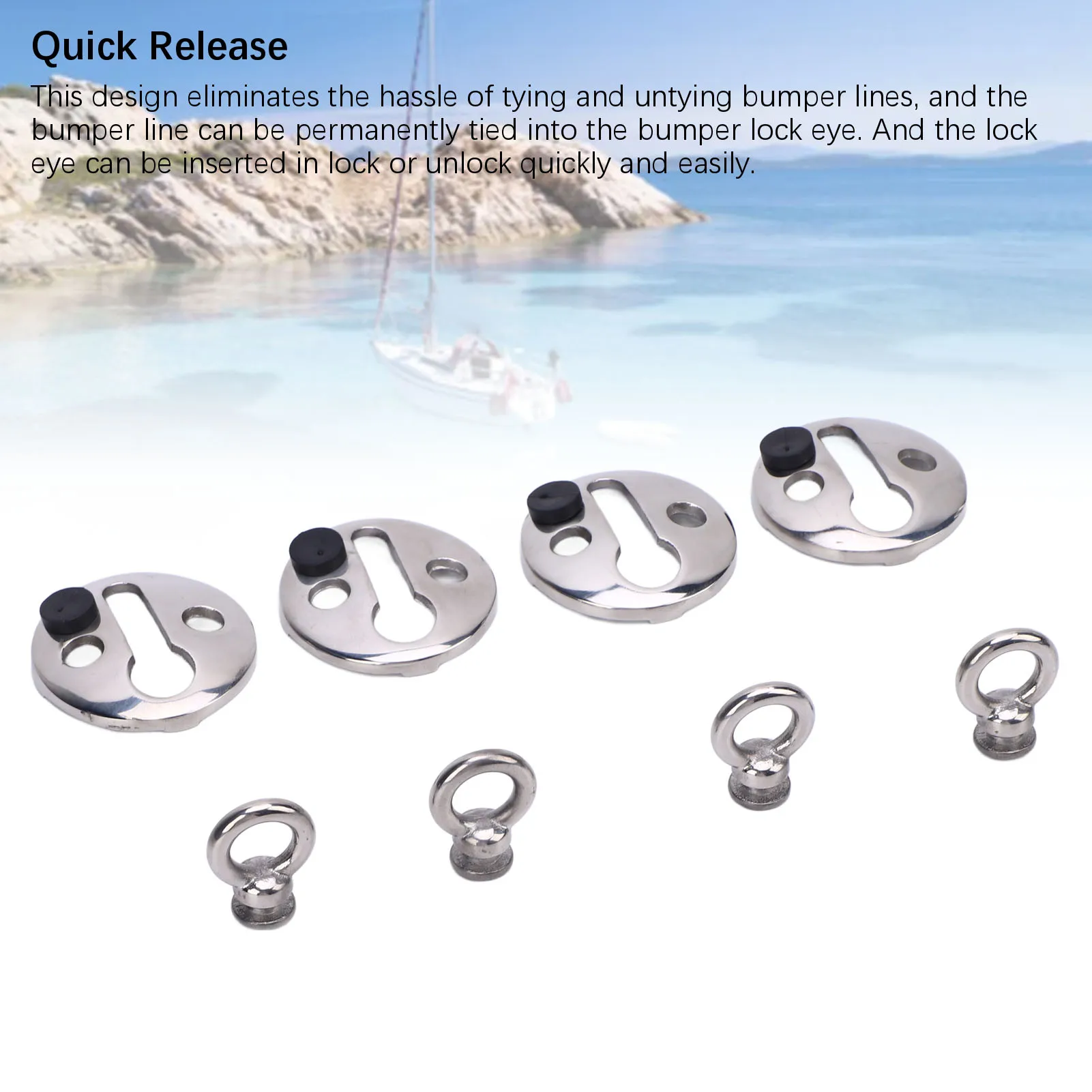 보트 범퍼 클립 4PCS 퀵 릴리스 보트 범퍼 잠금 장치 마모 방지 광택 스테인레스 스틸(직경 0.41인치 미만용) 밧줄