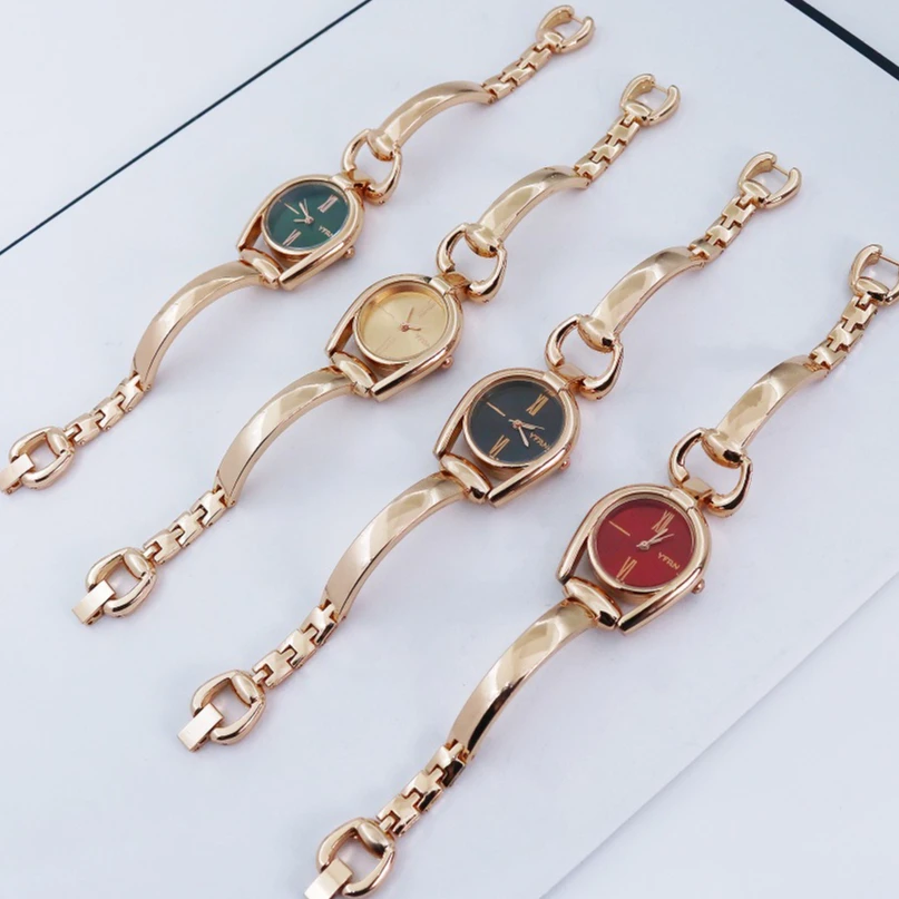 

Винтажные часы-браслет с кнопками, женские модные кварцевые наручные часы, элегантный браслет-цепочка с застежкой для женщин, повседневные украшения