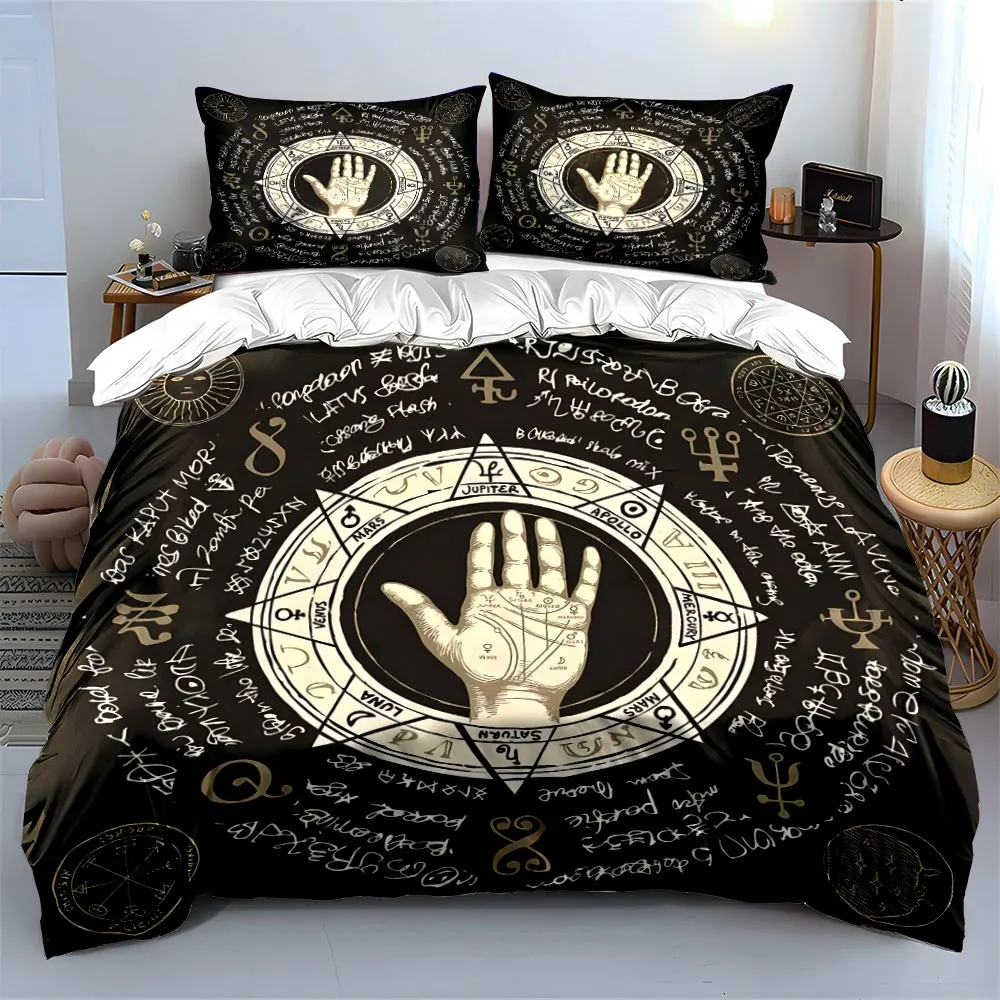 Mysterious Palmistry and Astrology Symbols Print Soft Comfortable Duvet Cover Bedding Set Included 1*Duvet Cover  2*Pillowcases