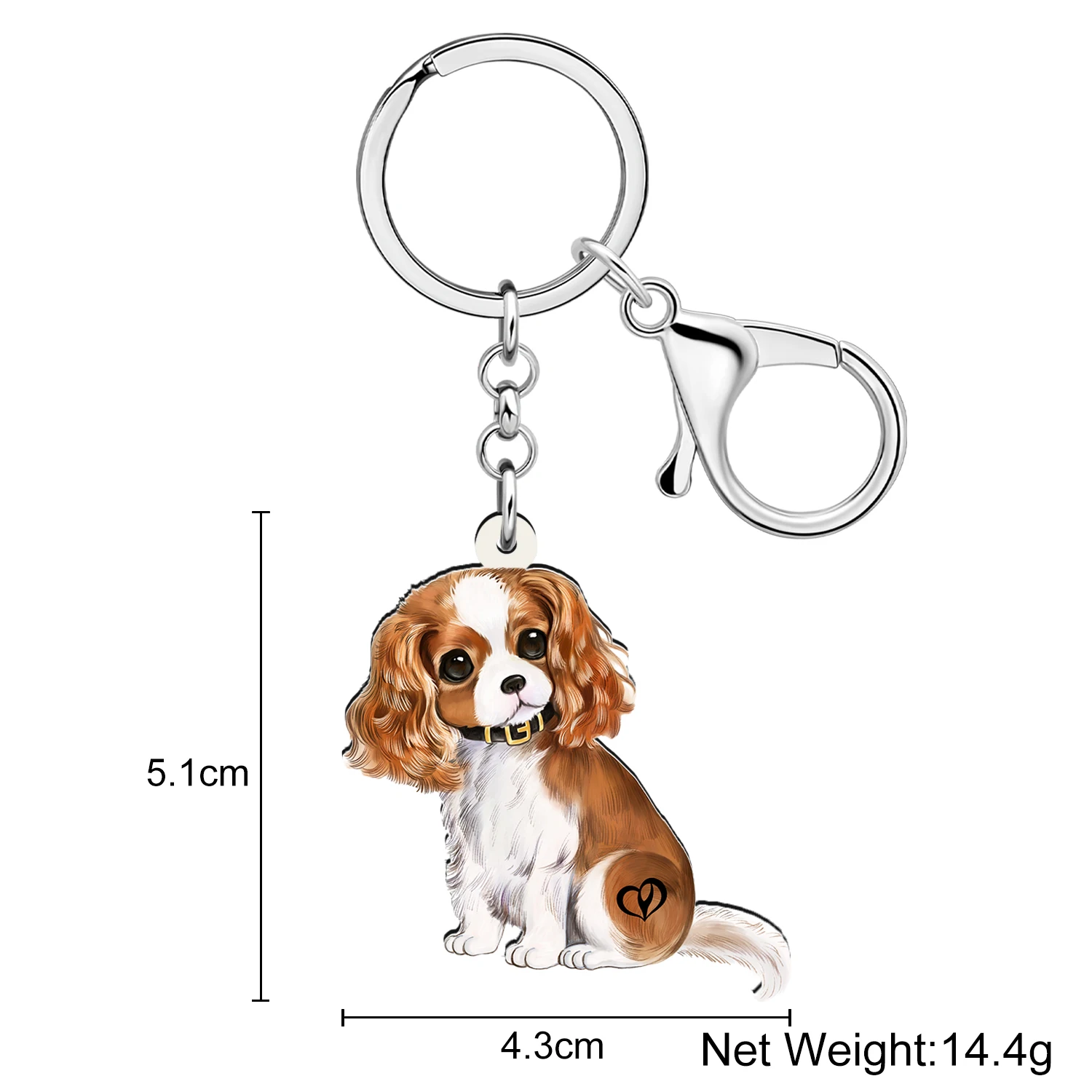 WEVENI Acrylic Gentleman Cavalier King Charies Spaniel Dog Key Chains Key Chain For Womne Kids Teen Charm Car Bag Key Gifts