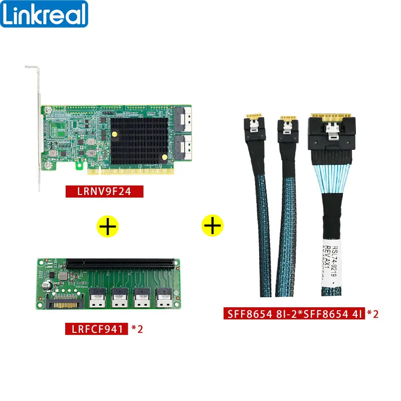 Linkreal GPU Expansion Solution PCIe 4.0 Retimer and PCIe Slot adapter with SFF-8654 Cables-PCIe Bifurcation required